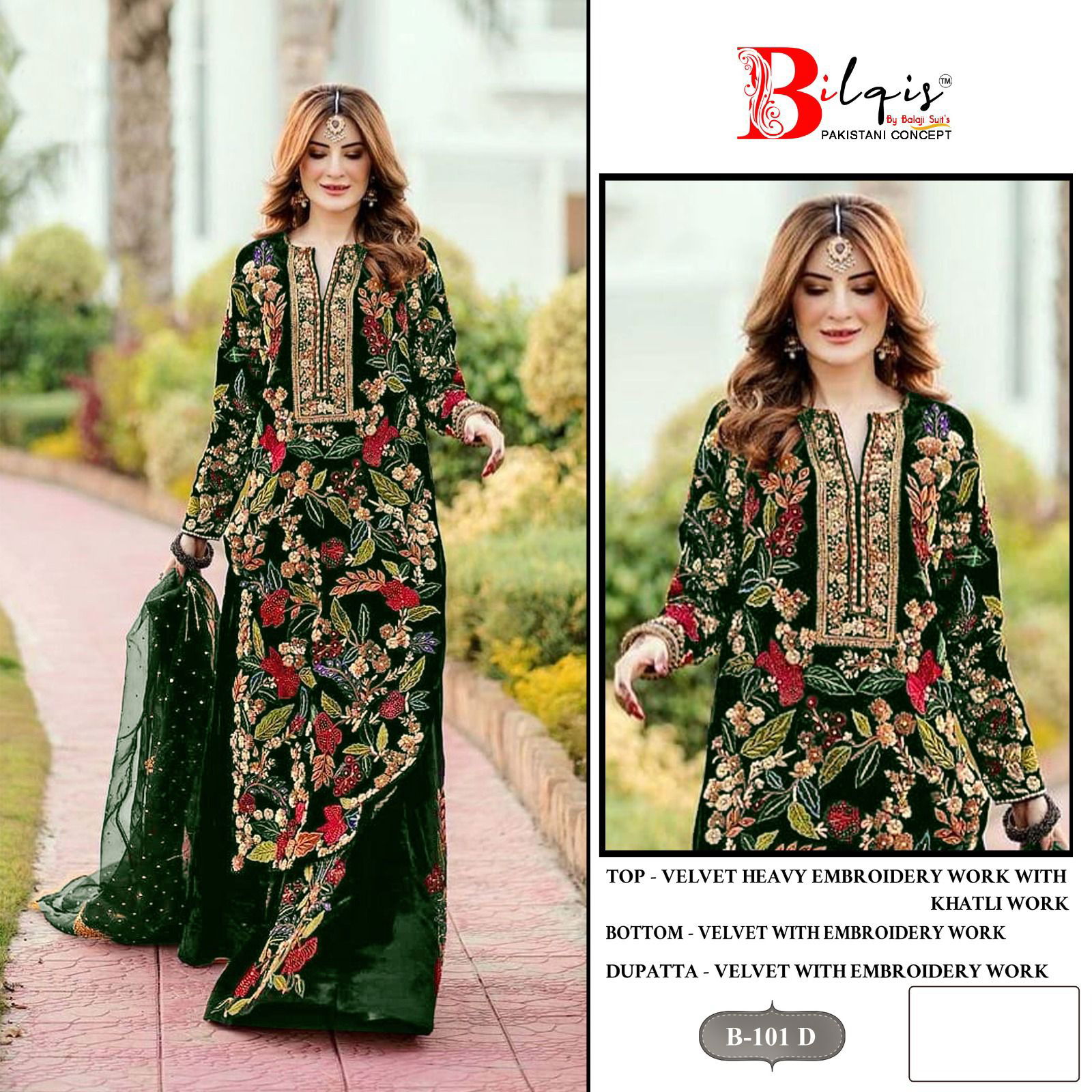 Bilqis B 101 A To D Velvet Winter Wear Pakistani Suits Wholesale Price In Surat
